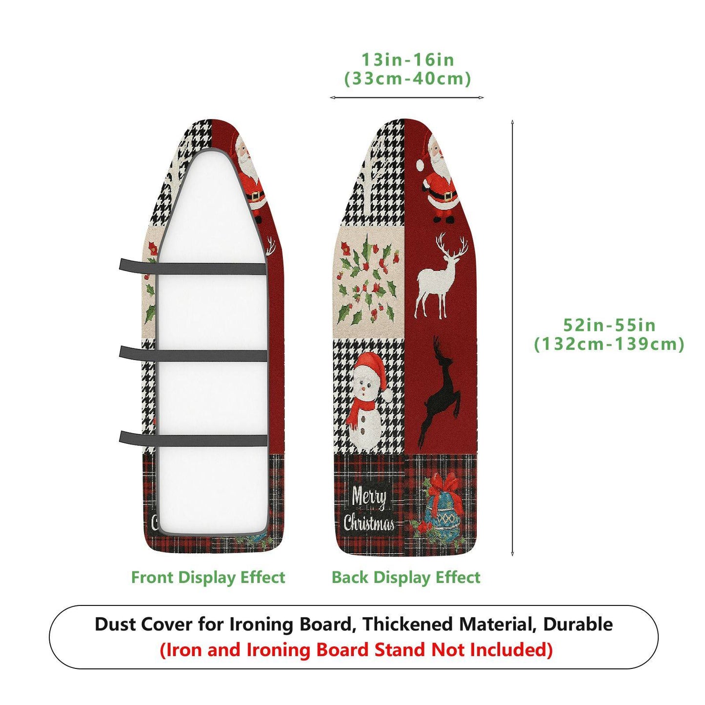 1-Piece Christmas Reindeer Snowman  Ironing Board Cover, Universal Size, Without Board
