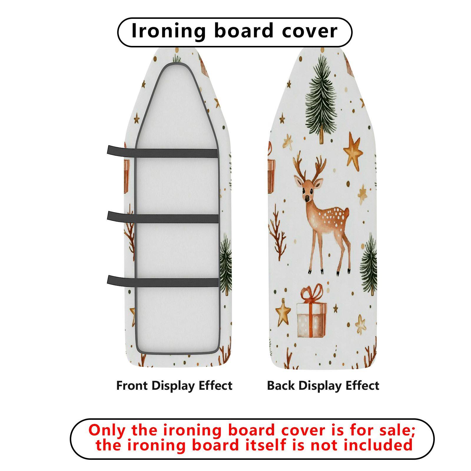 1-Piece Christmas Deer Tree Gift  Ironing Board Cover, Universal Size, Without Board
