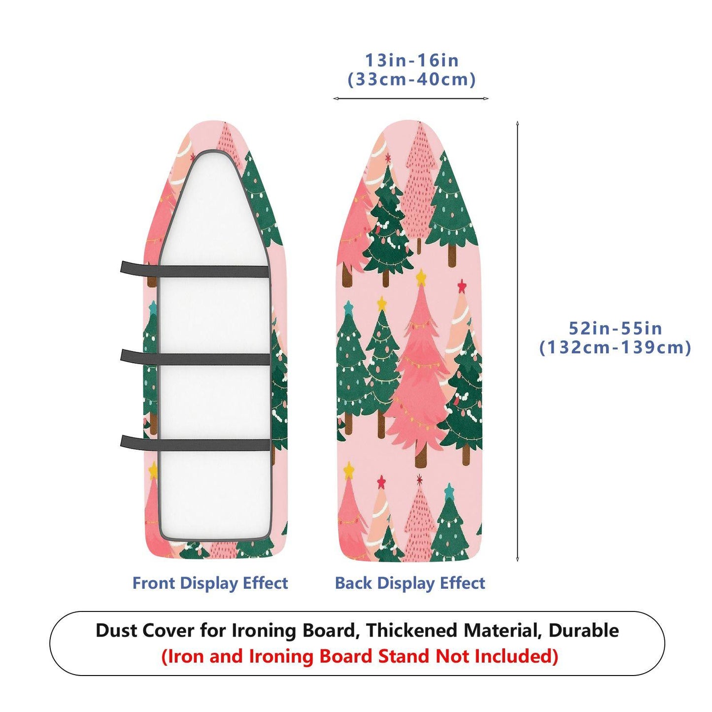 1-Piece Christmas Forest Trees Pattern Pink  Ironing Board Cover, Universal Size, Without Board