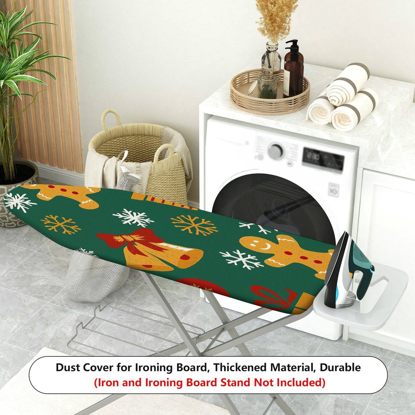 1-Piece Christmas Bell Snowflake Gingerbread  Ironing Board Cover, Universal Size, Without Board