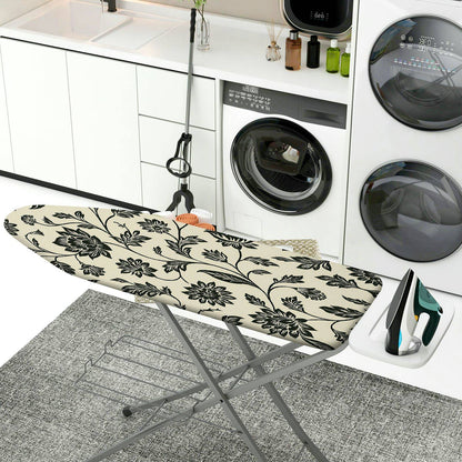 1-Piece Floral Pattern Black Beige  Ironing Board Cover, Universal Size, Without Board