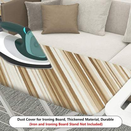 1-Piece Striped Beige Brown Pattern  Ironing Board Cover, Universal Size, Without Board