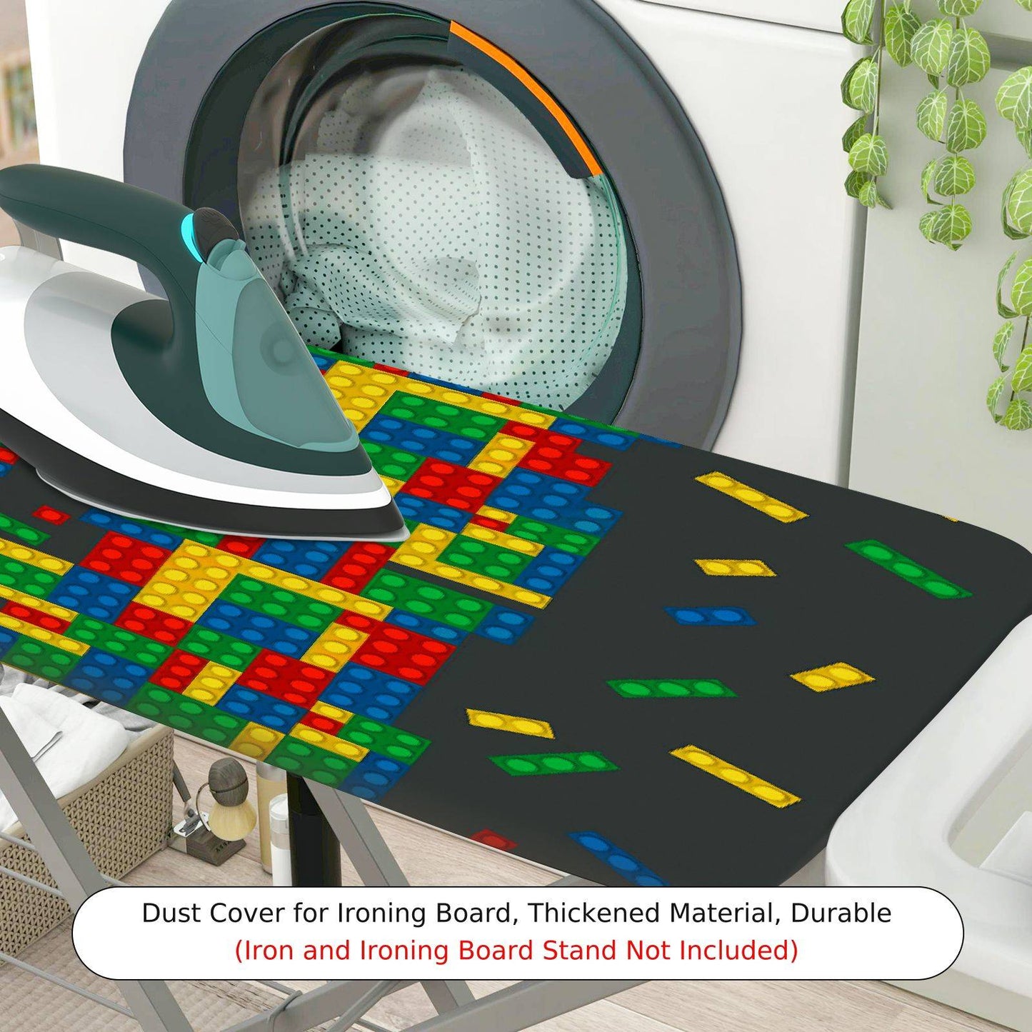 1-Piece Colorful Block Pattern Fun Playful  Ironing Board Cover, Universal Size, Without Board