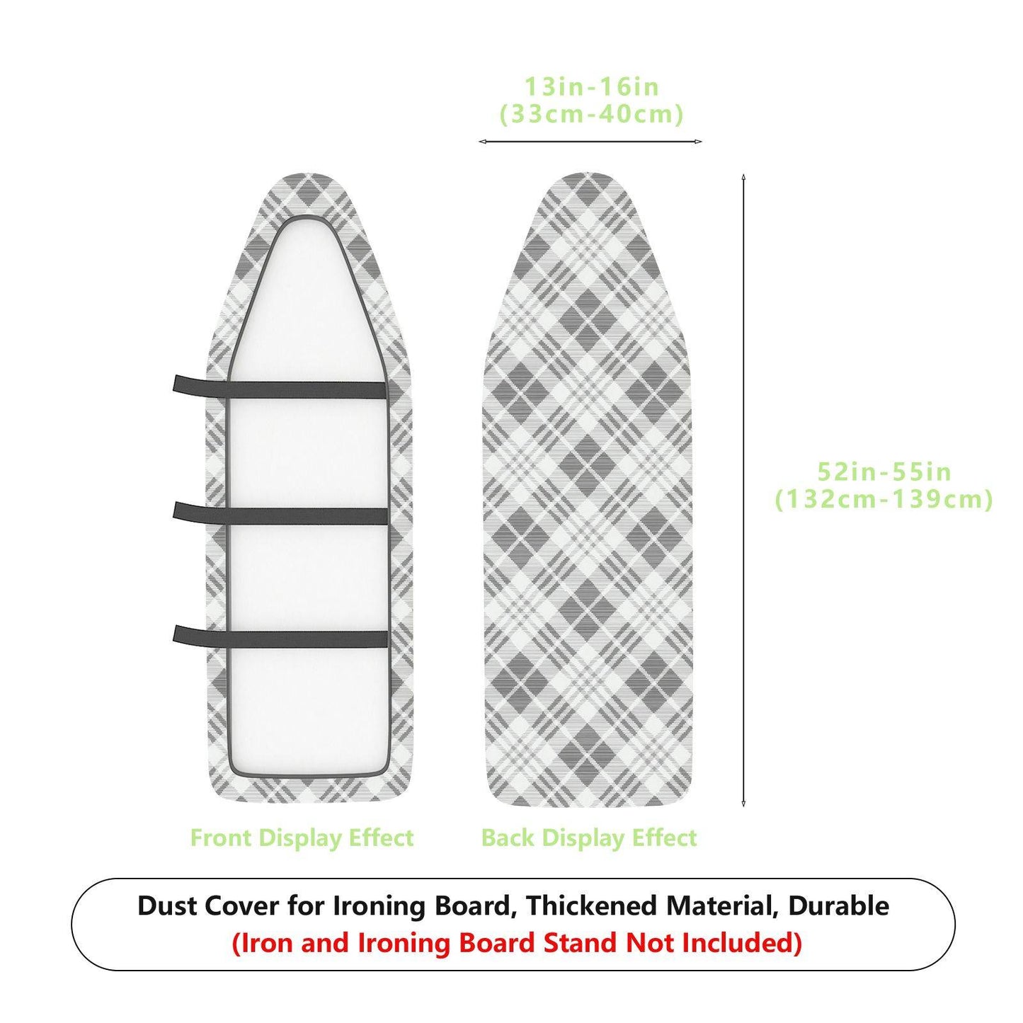 1-Piece Plaid Pattern Gray White Decorative  Ironing Board Cover, Universal Size, Without Board