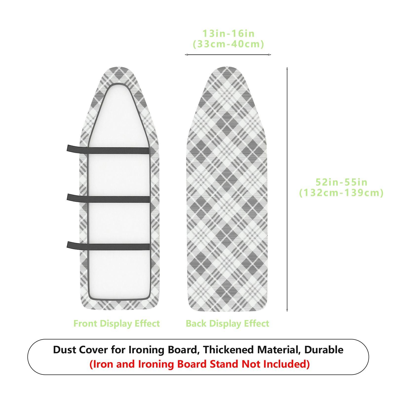 1-Piece Plaid Pattern Gray White Decorative  Ironing Board Cover, Universal Size, Without Board