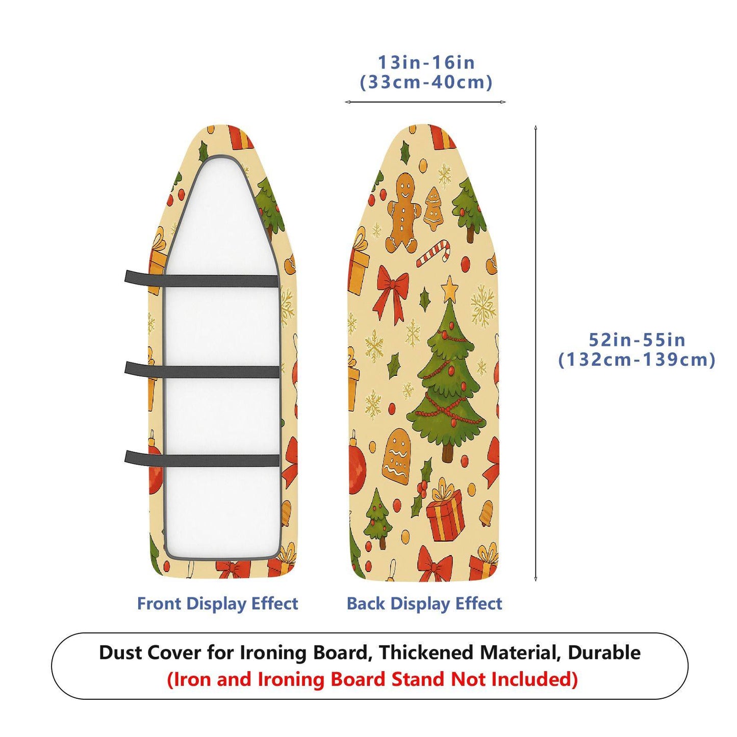 1-Piece Christmas Gingerbread Tree  Ironing Board Cover, Universal Size, Without Board