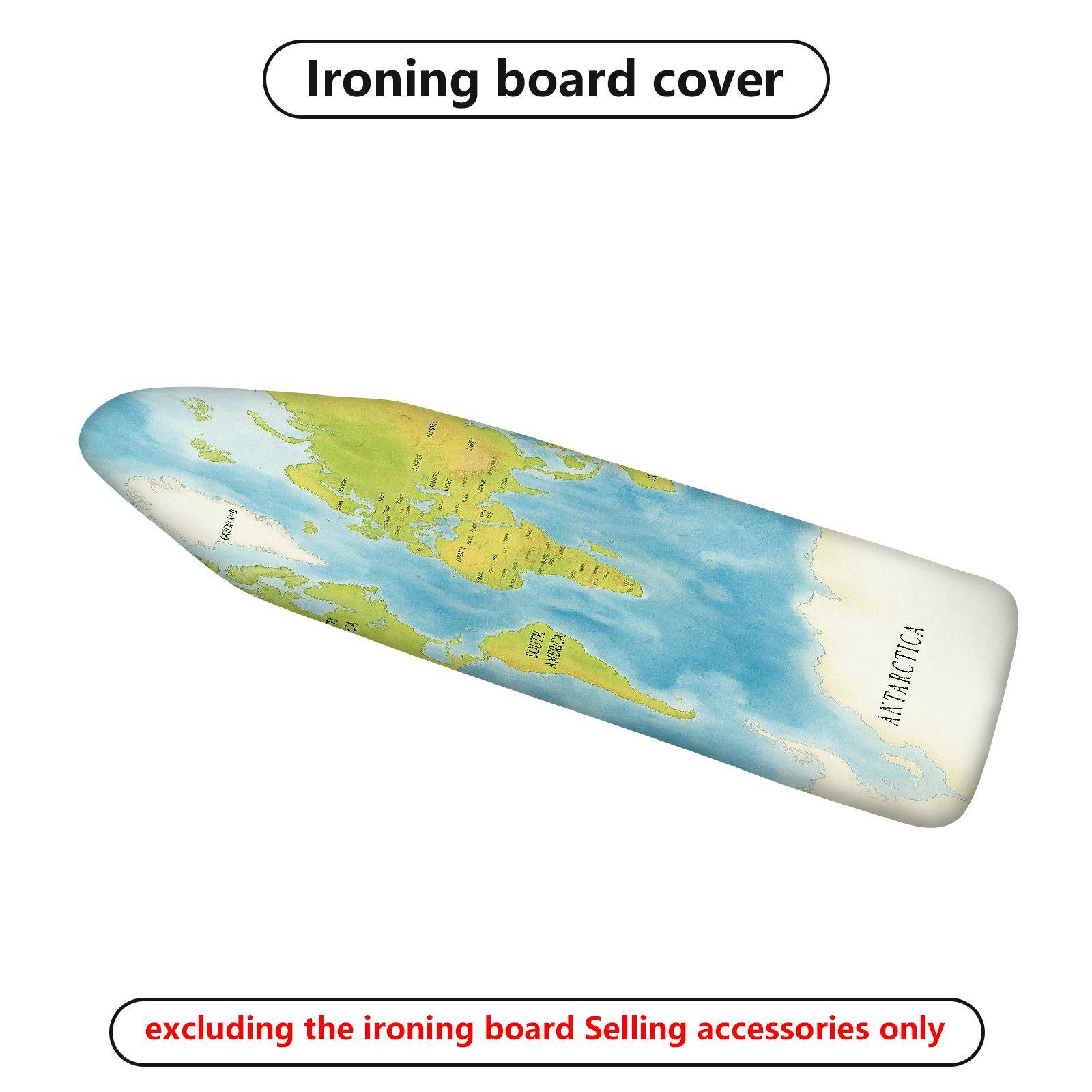1-Piece World Map Geography Travel  Ironing Board Cover, Universal Size, Without Board