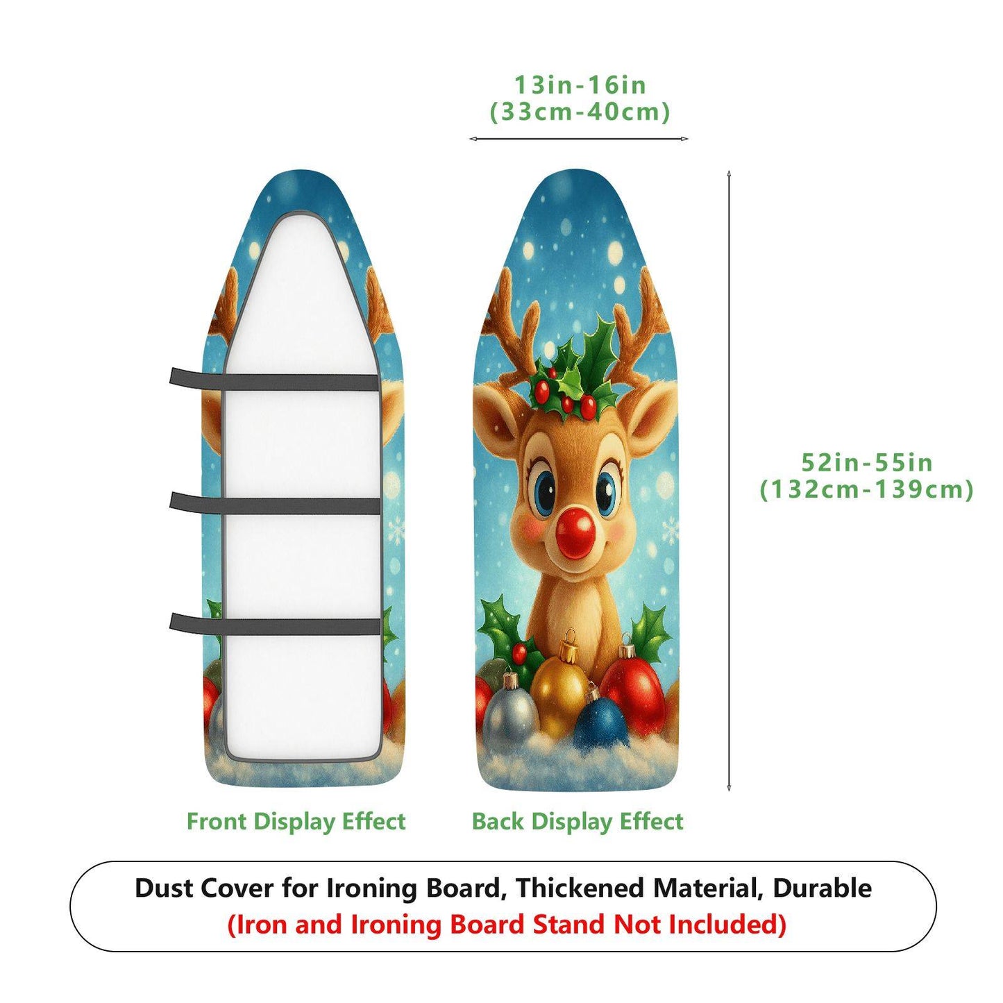 1-Piece Reindeer Christmas Snowflakes  Ironing Board Cover, Universal Size, Without Board
