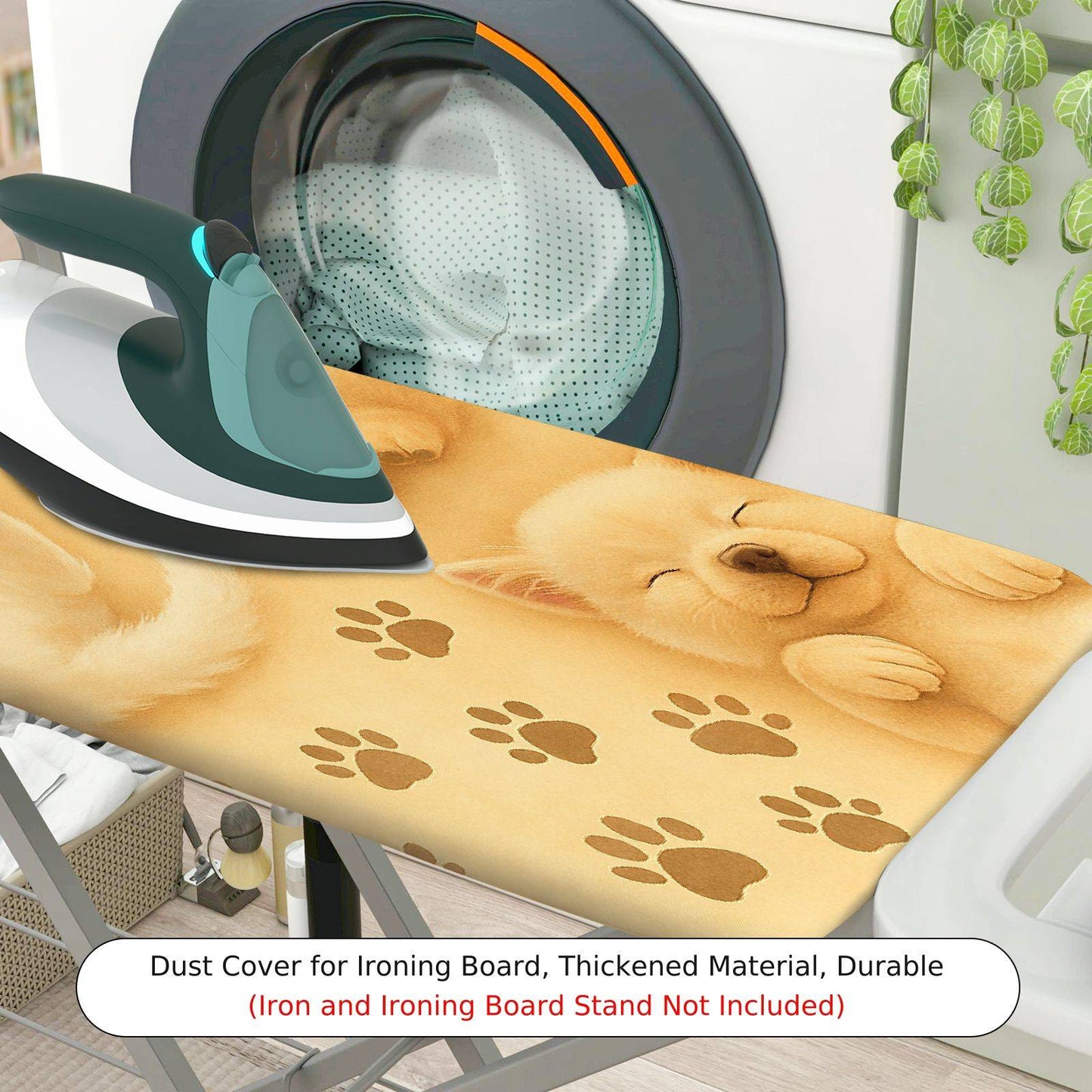 1-Piece Puppy Paw Print Sleeping Dogs Cute  Ironing Board Cover, Universal Size, Without Board