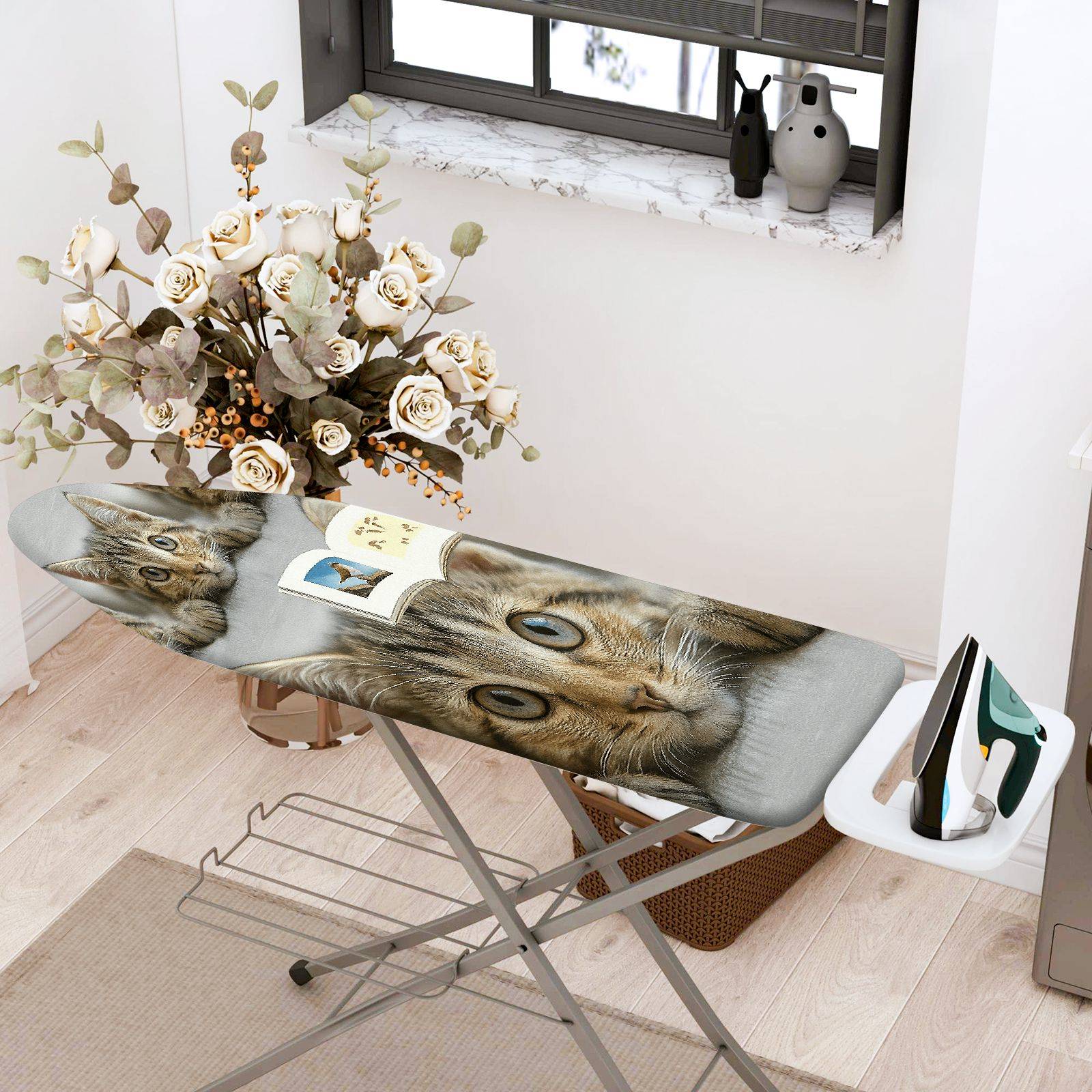 1-Piece Cat Book Cute  Ironing Board Cover, Universal Size, Without Board