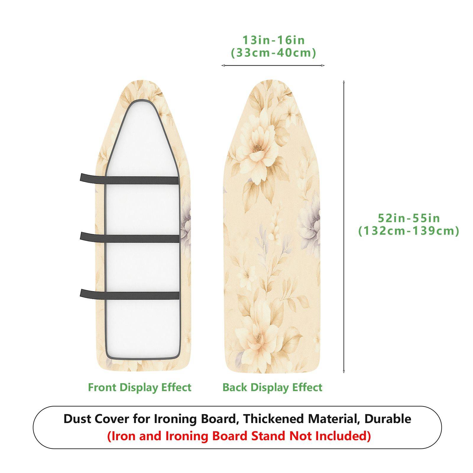 1-Piece Floral Beige Pastel  Ironing Board Cover, Universal Size, Without Board