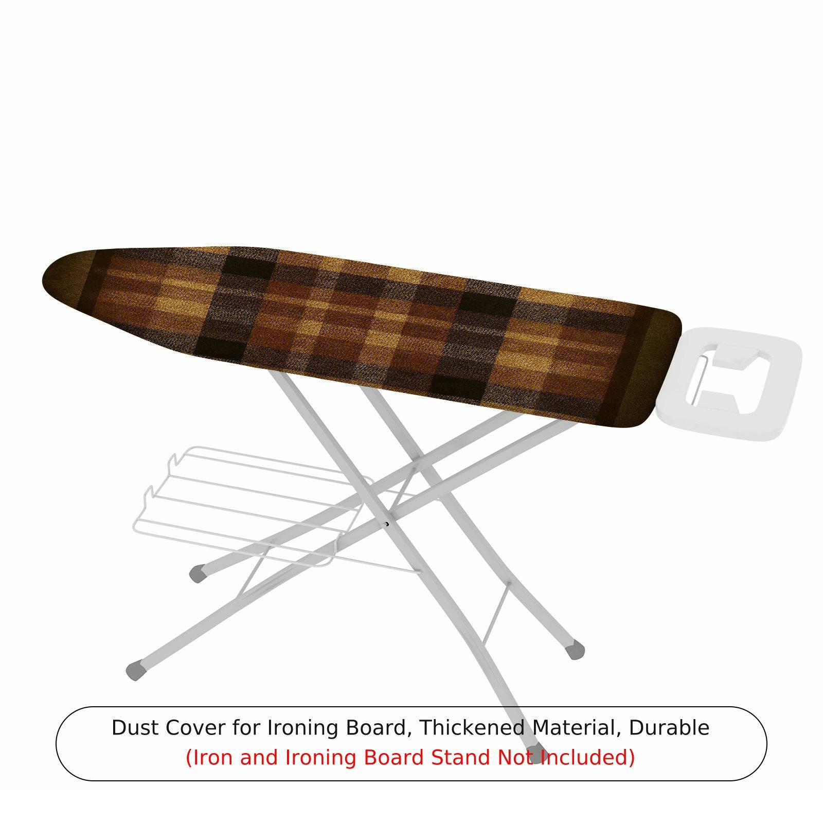 1-Piece Plaid Checkered Brown  Ironing Board Cover, Universal Size, Without Board
