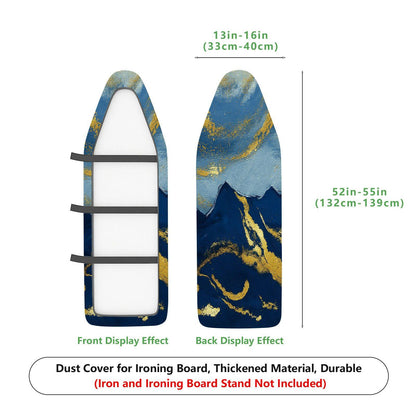 1-Piece Abstract Marble Gold Blue  Ironing Board Cover, Universal Size, Without Board