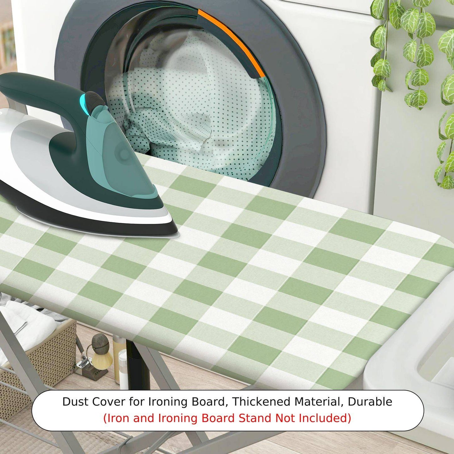 1-Piece Checkered Pattern Green Plaid  Ironing Board Cover, Universal Size, Without Board