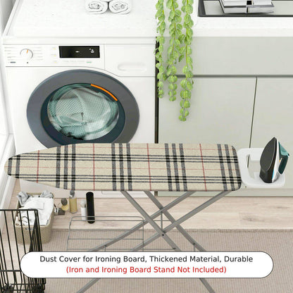 1-Piece Plaid Checkered Beige  Ironing Board Cover, Universal Size, Without Board