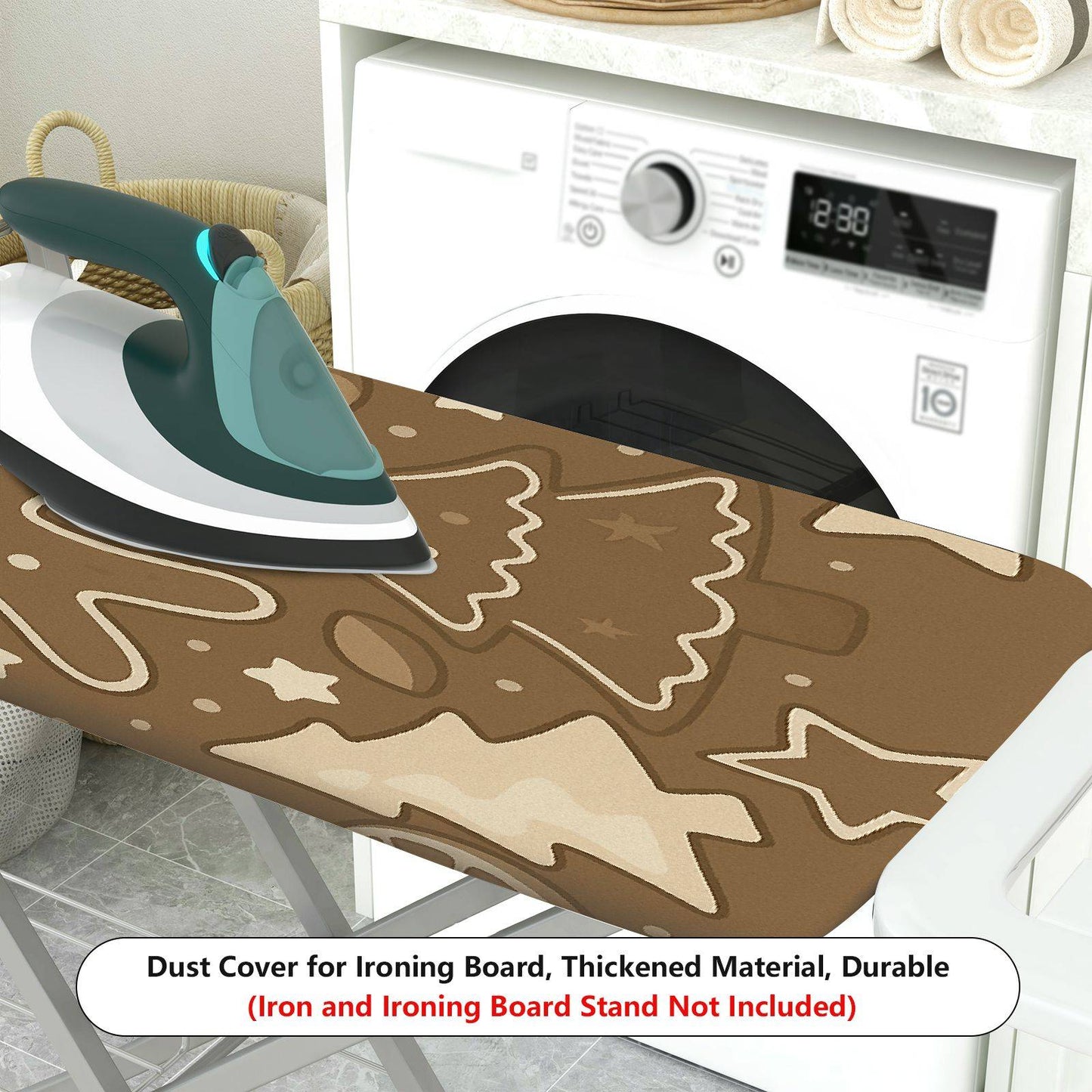 1-Piece Christmas Gingerbread Cinnamon Tree  Ironing Board Cover, Universal Size, Without Board