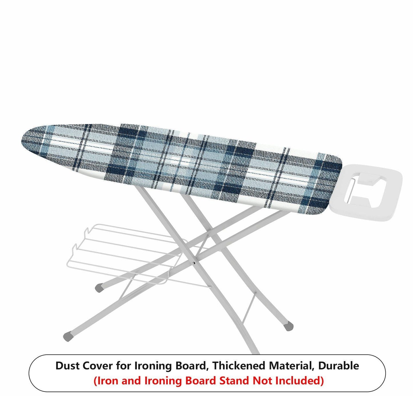 1-Piece Plaid Pattern Blue White  Ironing Board Cover, Universal Size, Without Board