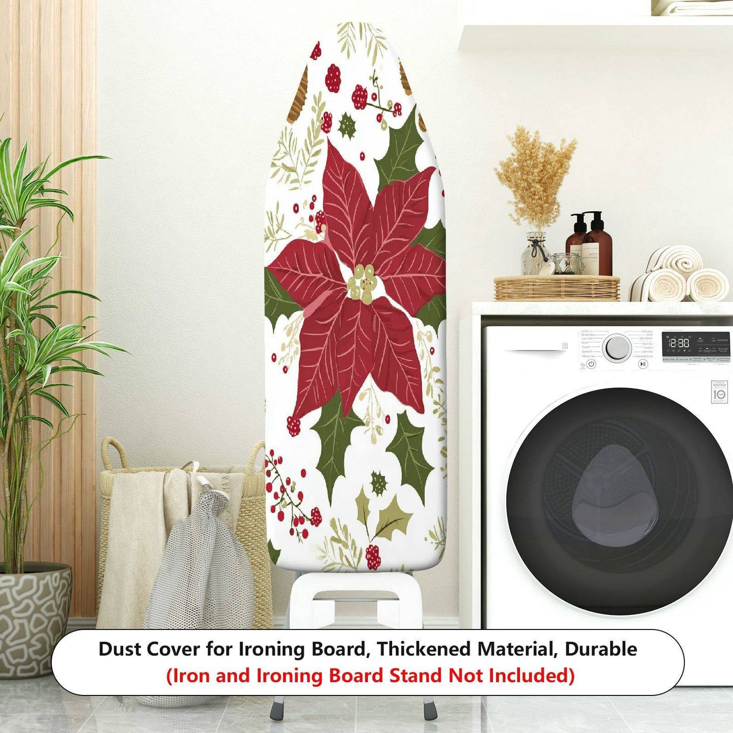 1-Piece Christmas Poinsettia Festive  Ironing Board Cover, Universal Size, Without Board