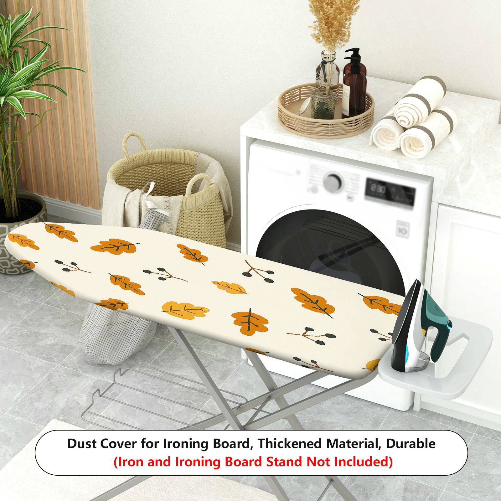 1-Piece Autumn Leaves Pattern Beige  Ironing Board Cover, Universal Size, Without Board