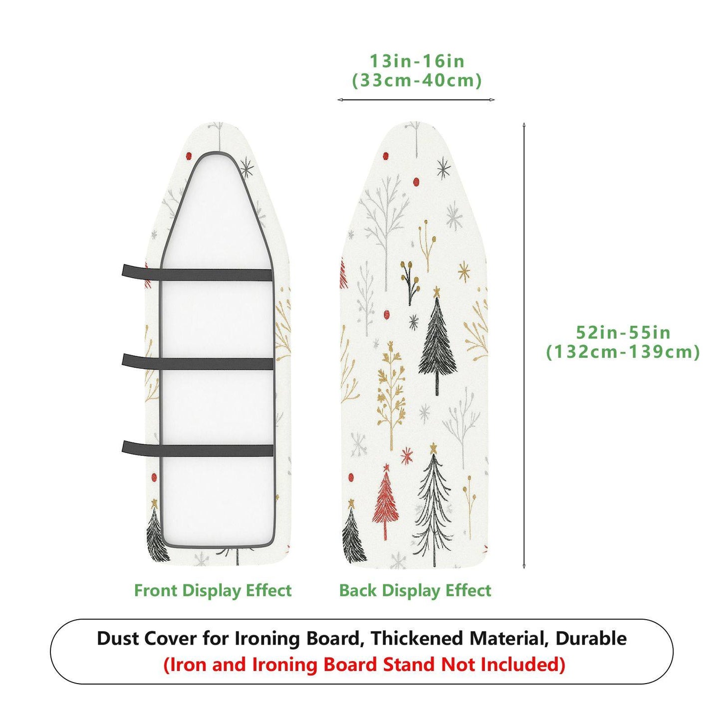 1-Piece Christmas Tree Snowflake Holiday  Ironing Board Cover, Universal Size, Without Board