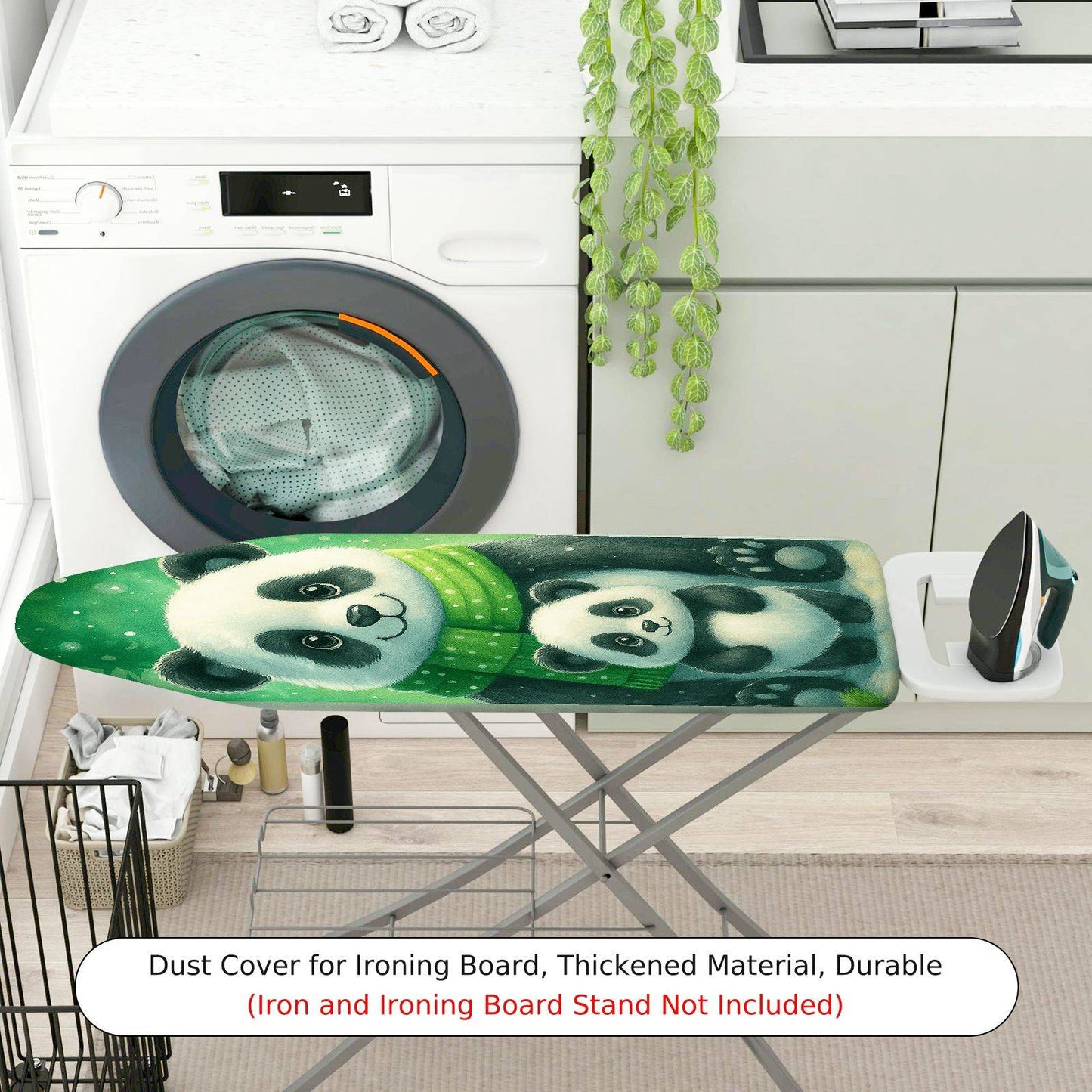 1-Piece Panda Green Cute  Ironing Board Cover, Universal Size, Without Board