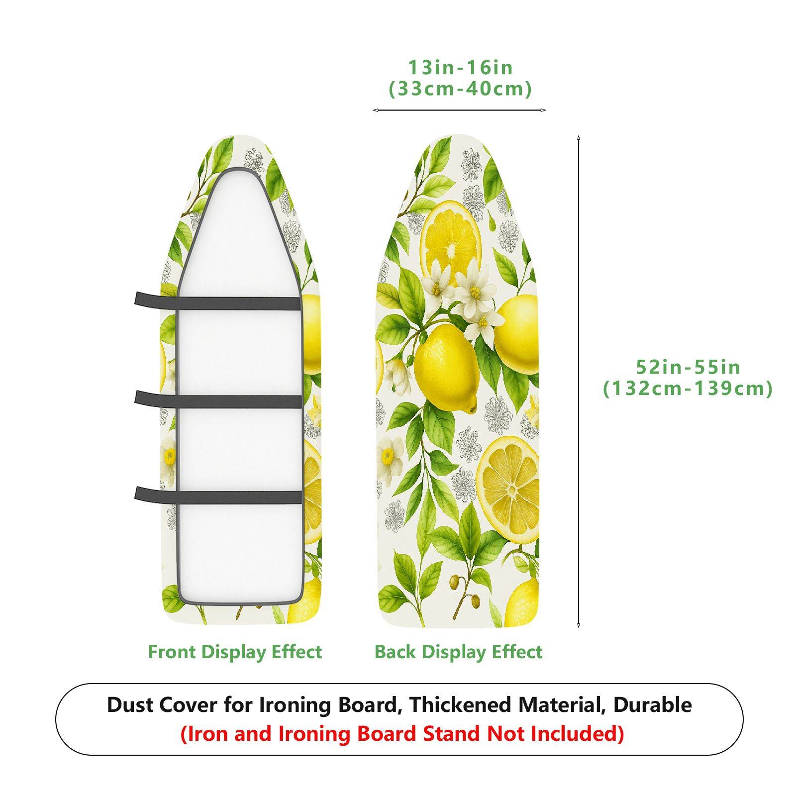 1-Piece Lemon Fruit Floral  Ironing Board Cover, Universal Size, Without Board
