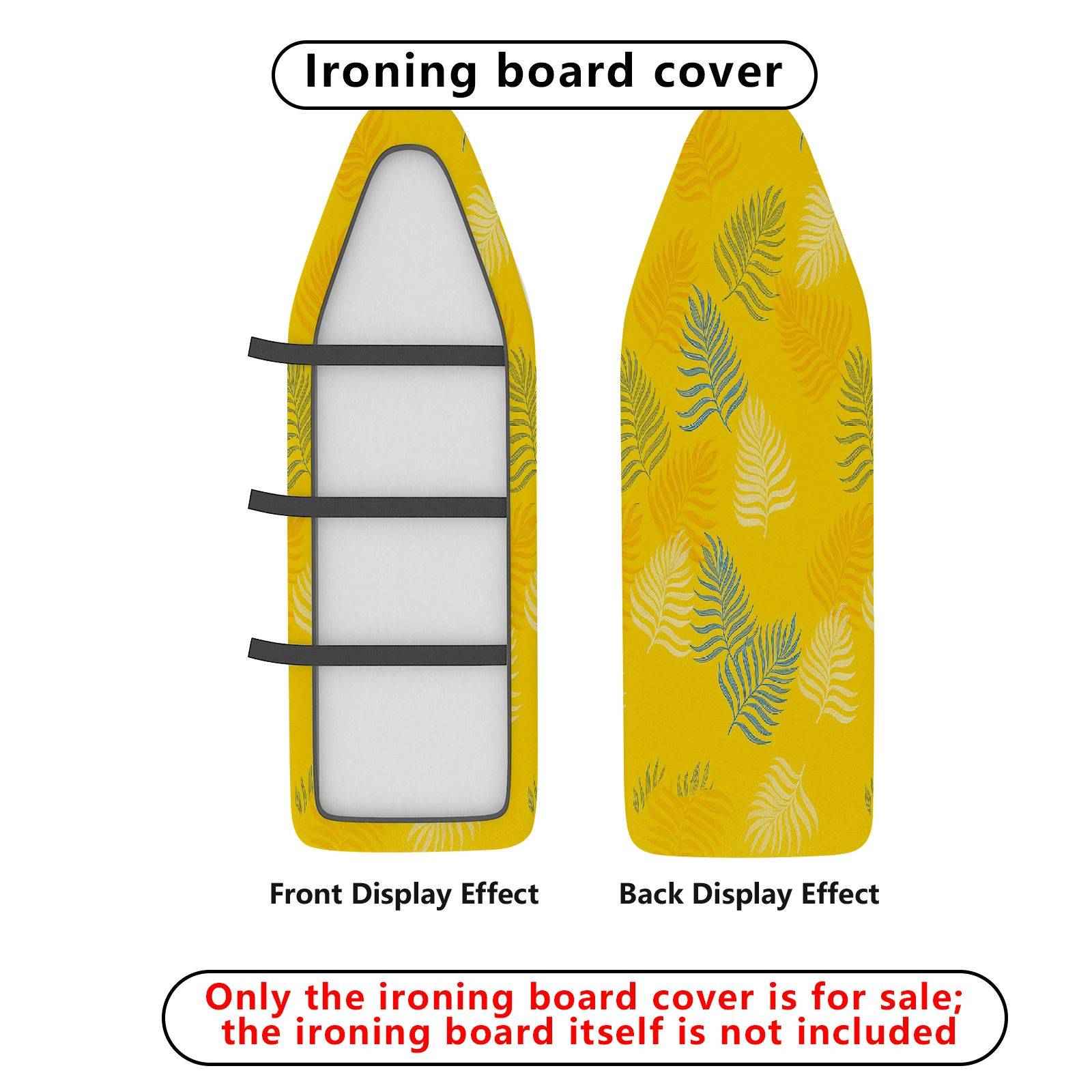 1-Piece Yellow Leaf Pattern Vibrant Tropical  Ironing Board Cover, Universal Size, Without Board