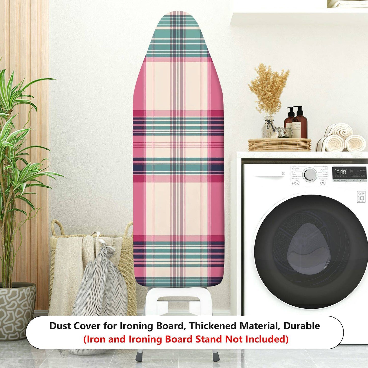 1-Piece Plaid Pink Green  Ironing Board Cover, Universal Size, Without Board