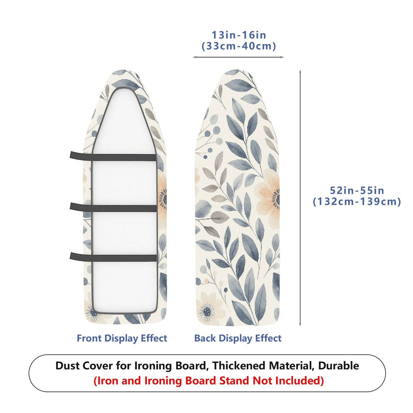 1-Piece Floral Leaf Pattern Beige  Ironing Board Cover, Universal Size, Without Board