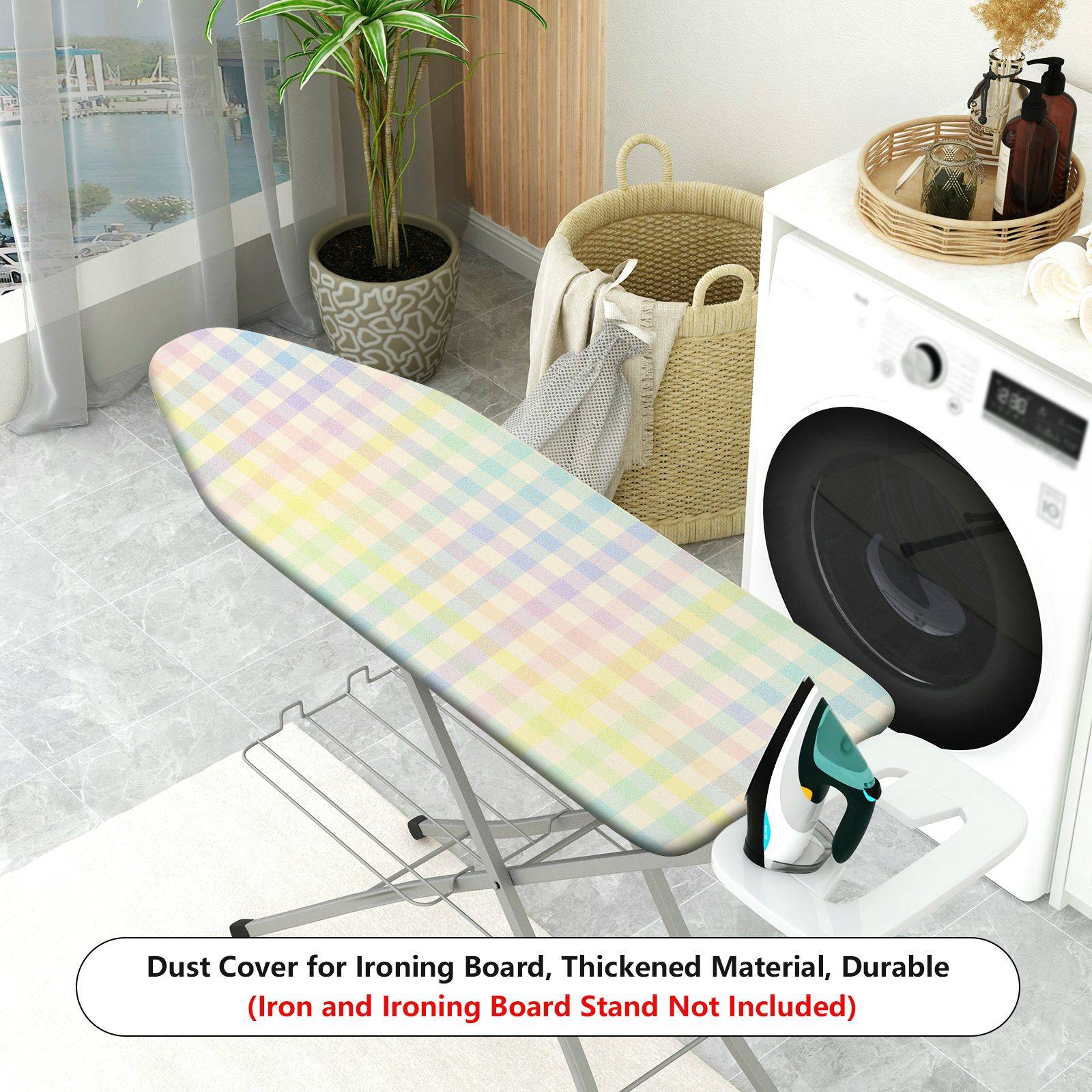 1-Piece Pastel Plaid Colorful Checkered Pattern  Ironing Board Cover, Universal Size, Without Board