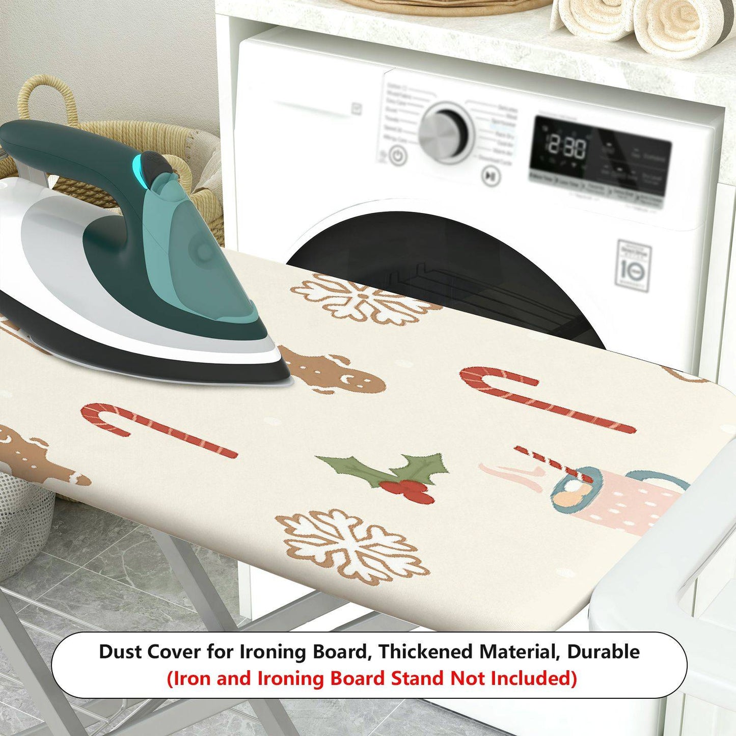 1-Piece Christmas Candy Gingerbread  Ironing Board Cover, Universal Size, Without Board