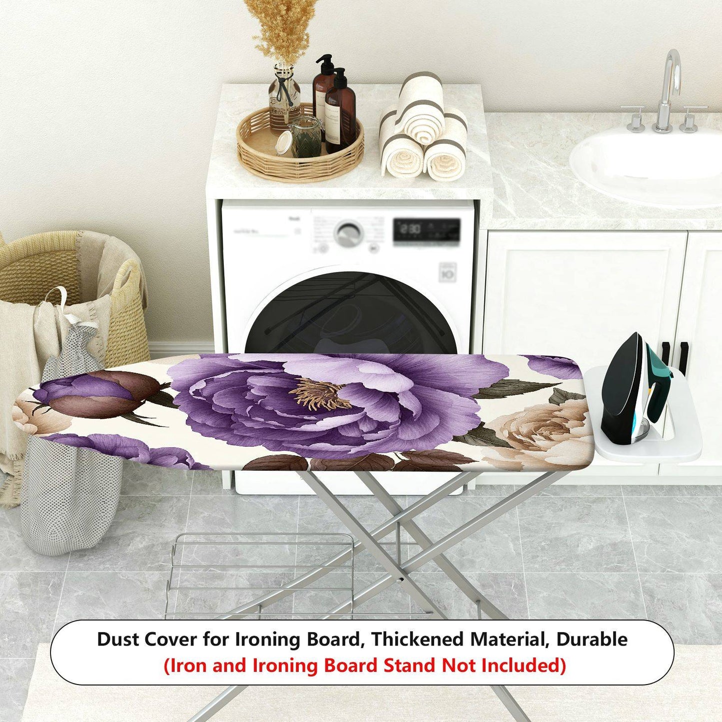 1-Piece Floral Purple Beige  Ironing Board Cover, Universal Size, Without Board
