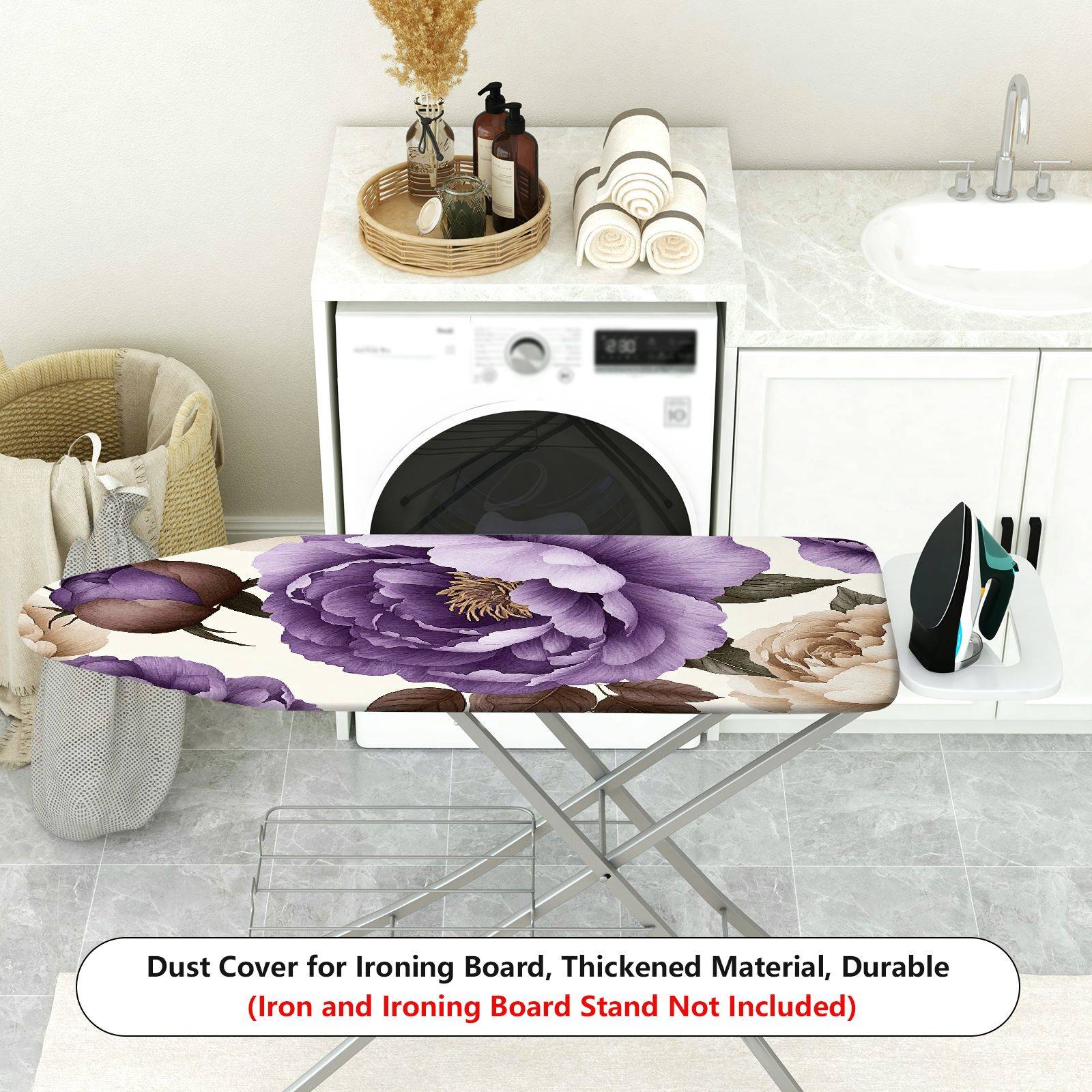 1-Piece Floral Purple Beige  Ironing Board Cover, Universal Size, Without Board