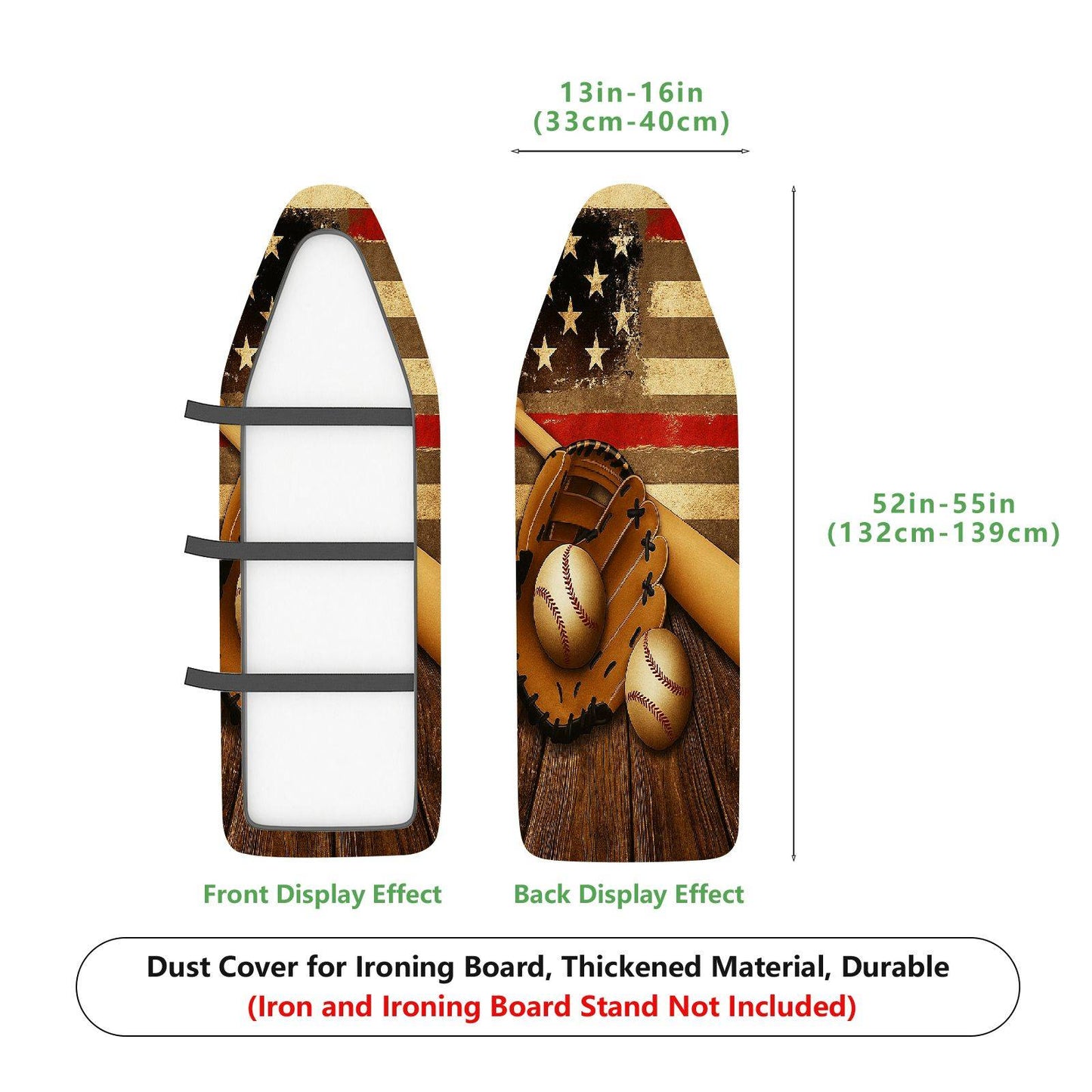 1-Piece American Flag Baseball Glove Vintage  Ironing Board Cover, Universal Size, Without Board