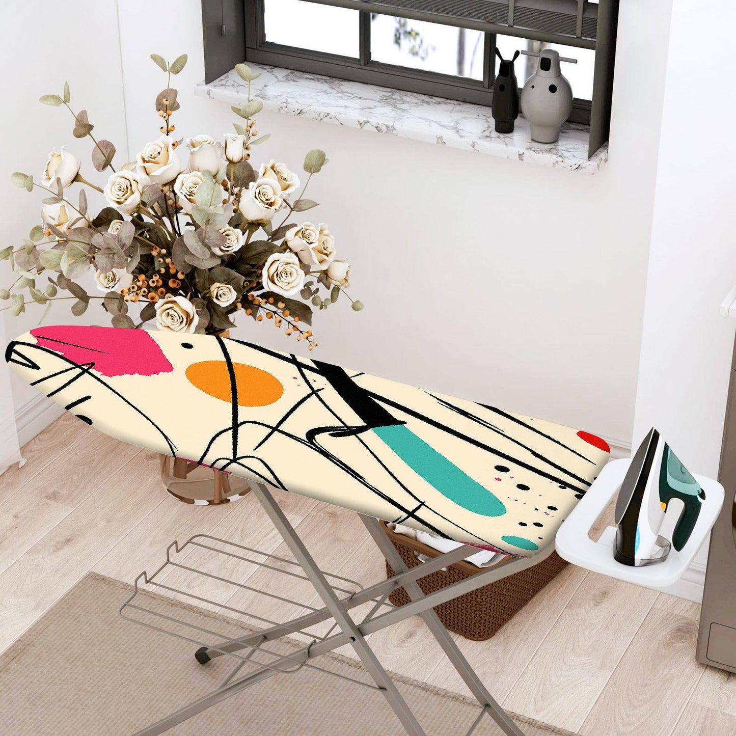 1-Piece Abstract Art Colorful Patterns Modern  Ironing Board Cover, Universal Size, Without Board