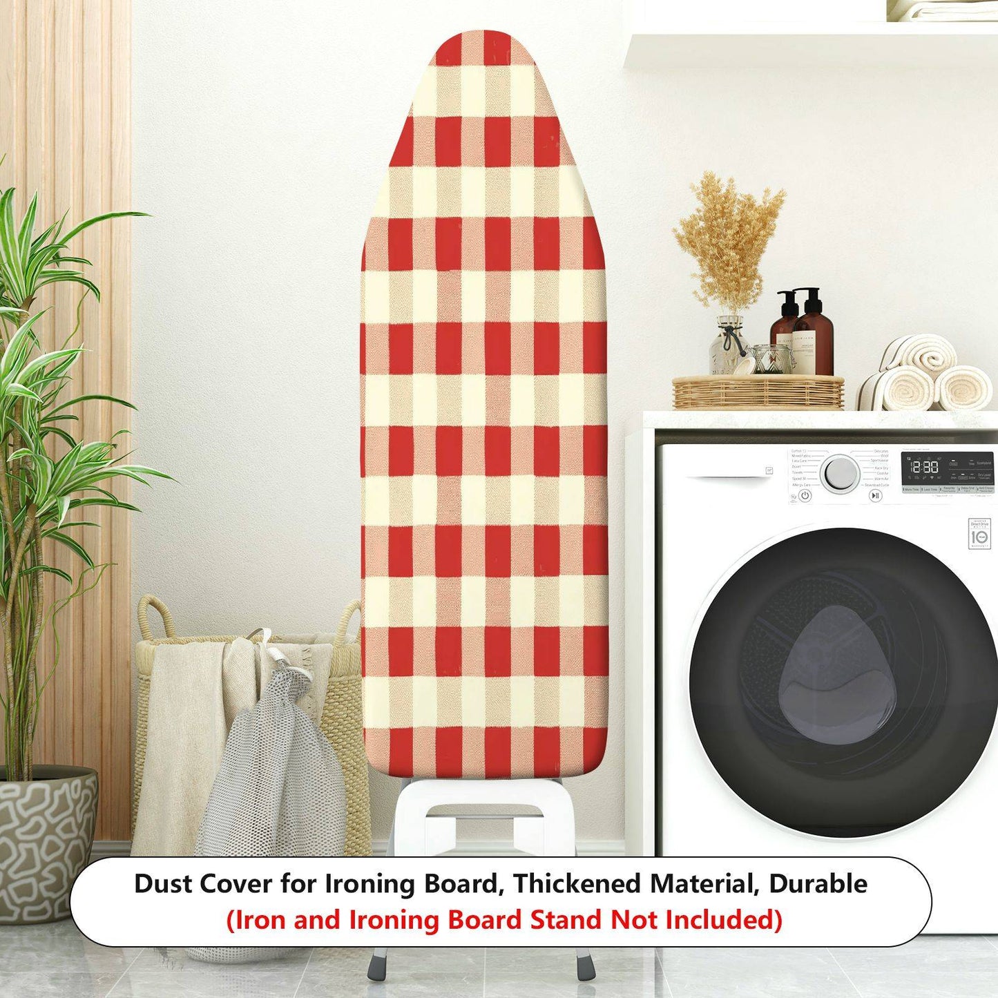 1-Piece Red Plaid Checkered Pattern  Ironing Board Cover, Universal Size, Without Board