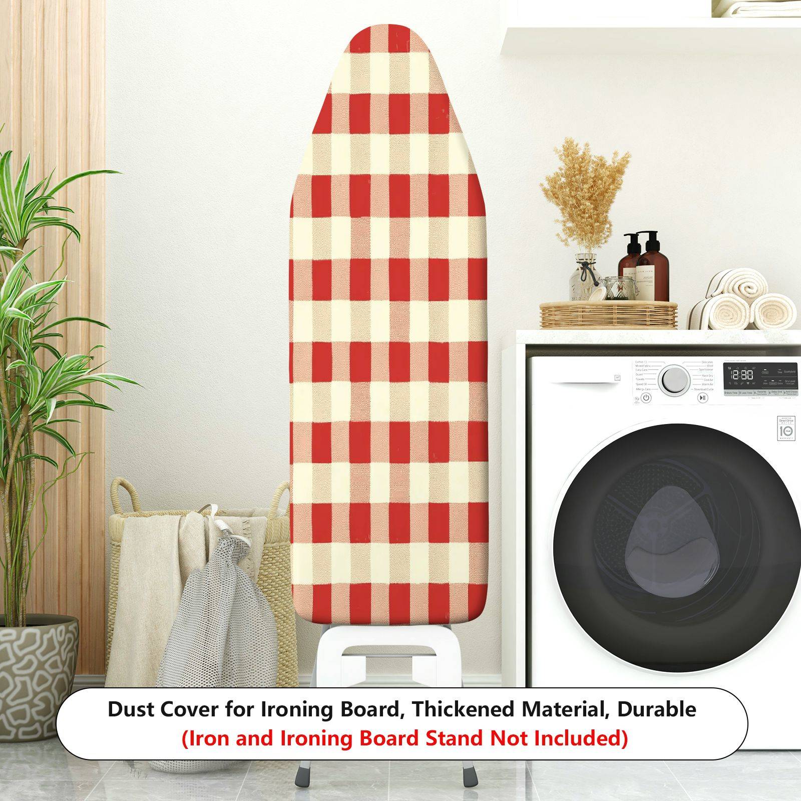 1-Piece Red Plaid Checkered Pattern  Ironing Board Cover, Universal Size, Without Board