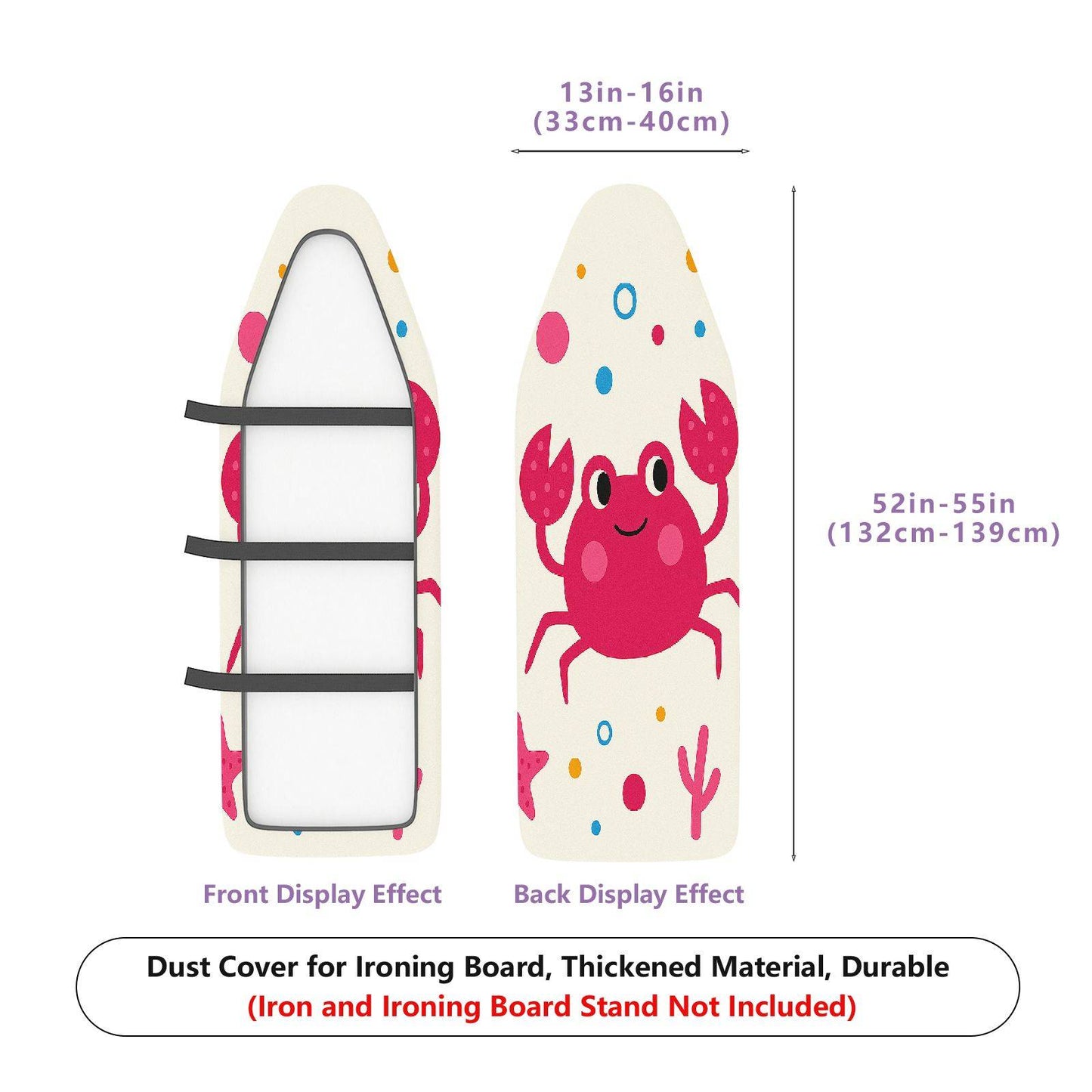 1-Piece Crab Fun Colorful  Ironing Board Cover, Universal Size, Without Board