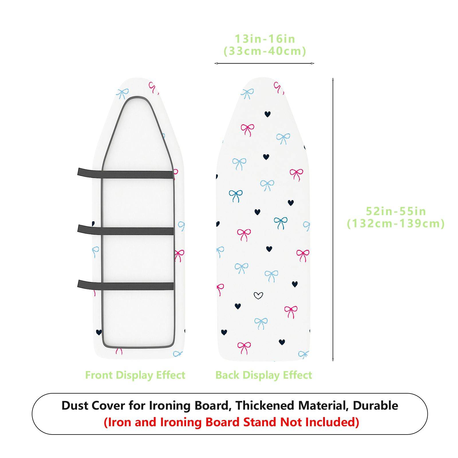 1-Piece Bow Heart Pattern Cute Durable  Ironing Board Cover, Universal Size, Without Board