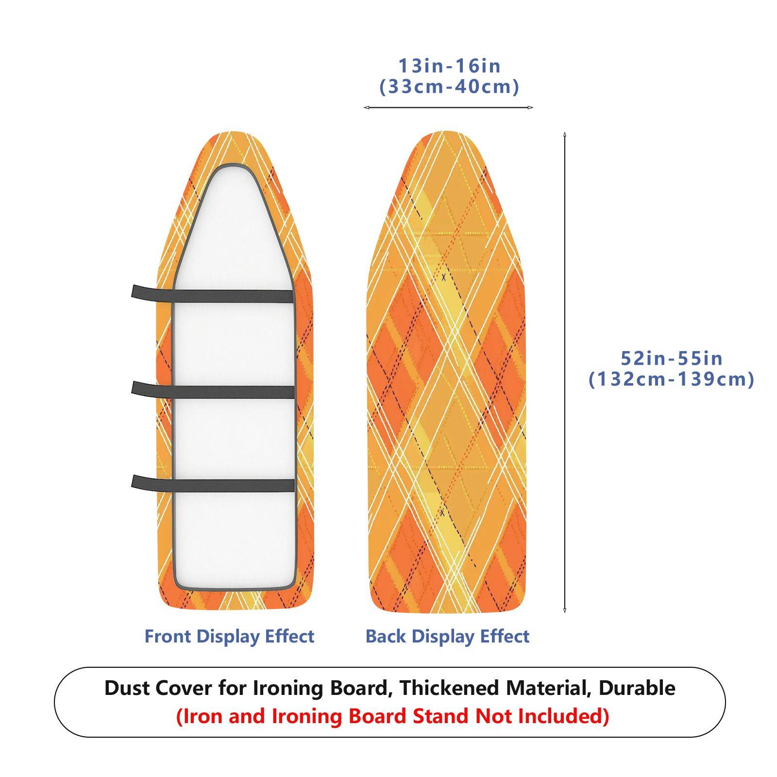1-Piece Plaid Geometric Orange  Ironing Board Cover, Universal Size, Without Board