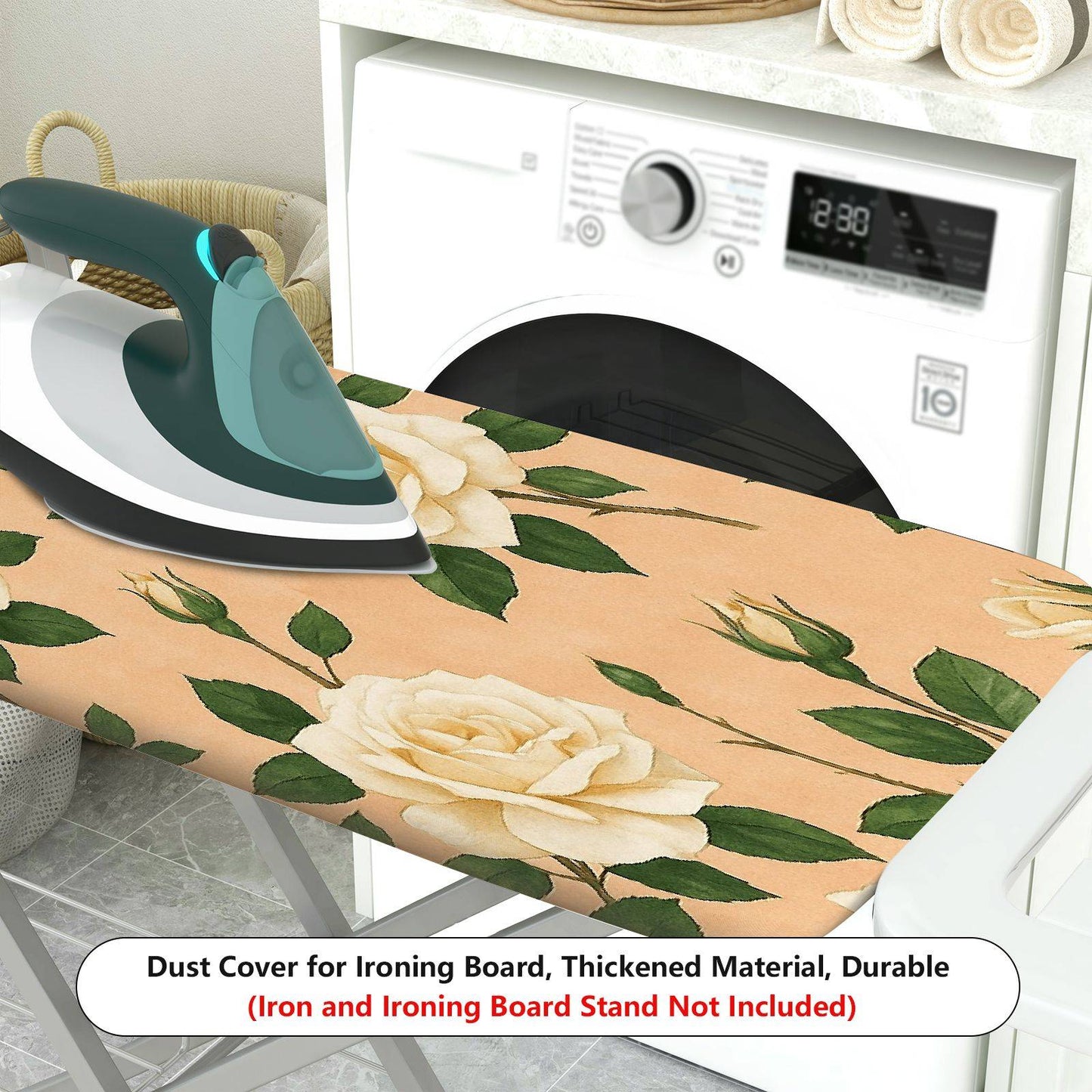 1-Piece Floral Rose Pattern Beige  Ironing Board Cover, Universal Size, Without Board