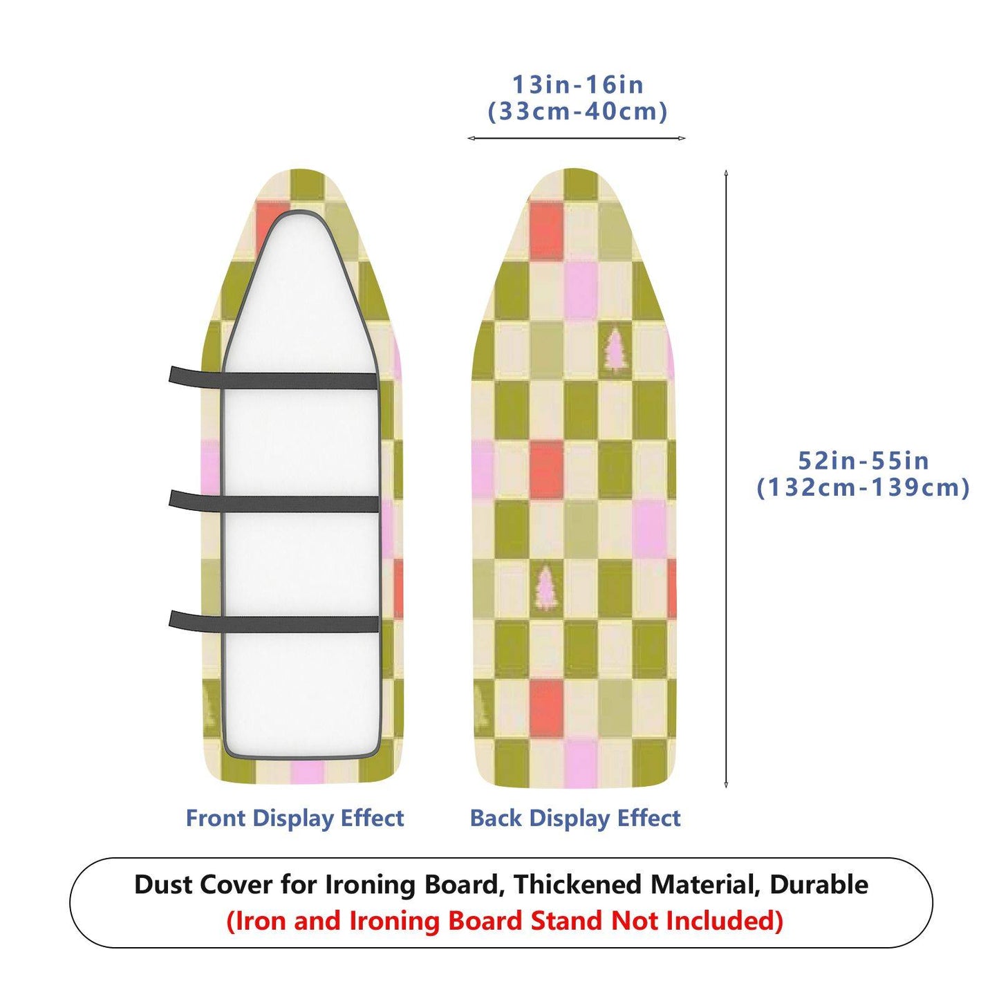 1-Piece Checkered Colorful Christmas  Ironing Board Cover, Universal Size, Without Board