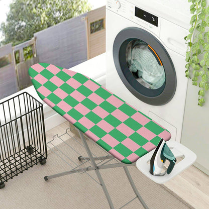 1-Piece Checkered Pink Green Plaid  Ironing Board Cover, Universal Size, Without Board