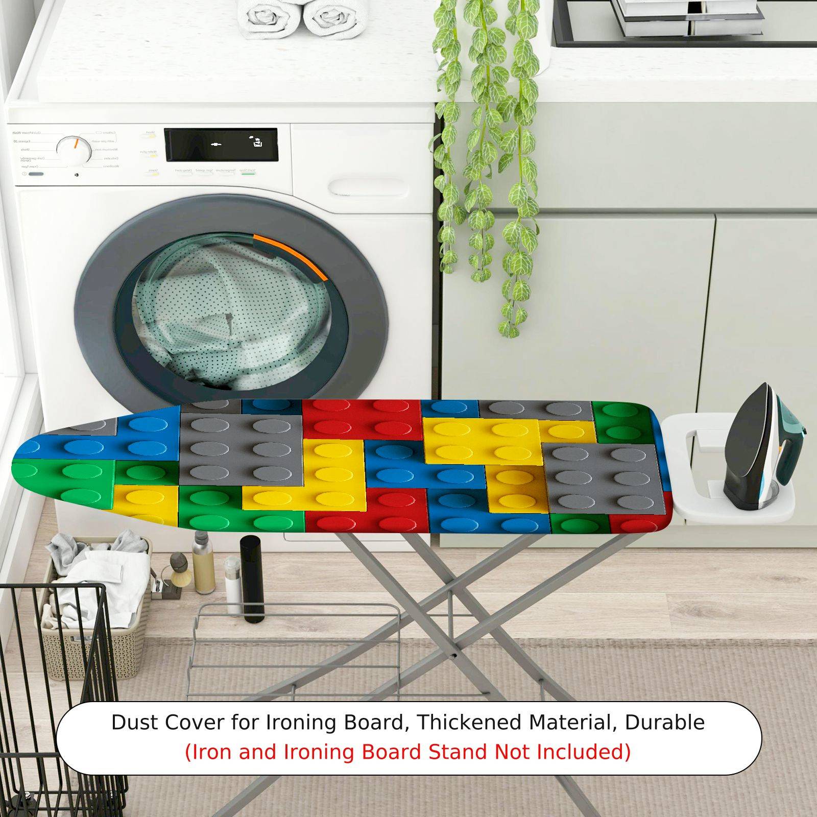 1-Piece Colorful Block Pattern Fun Bright  Ironing Board Cover, Universal Size, Without Board