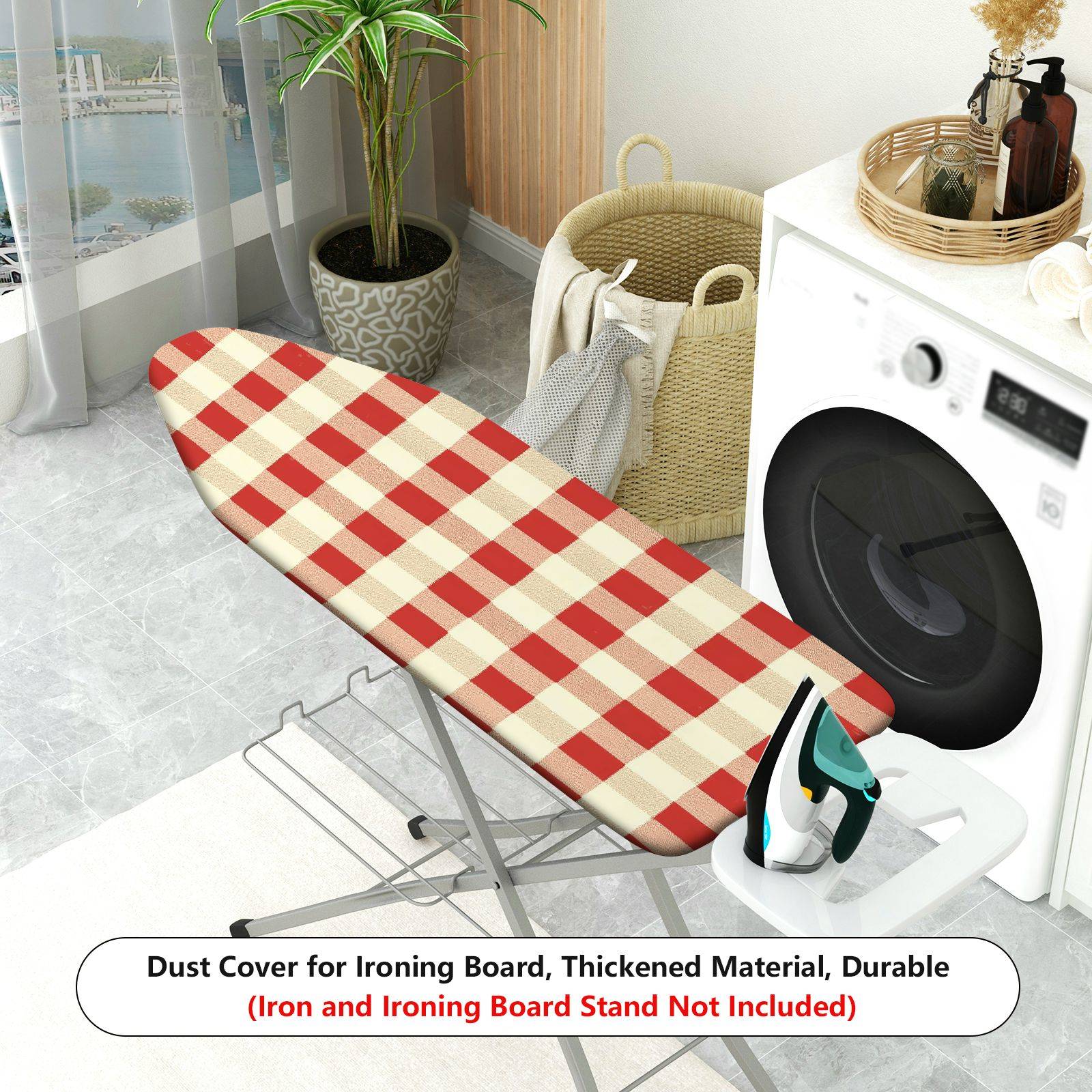 1-Piece Red Plaid Checkered Pattern  Ironing Board Cover, Universal Size, Without Board