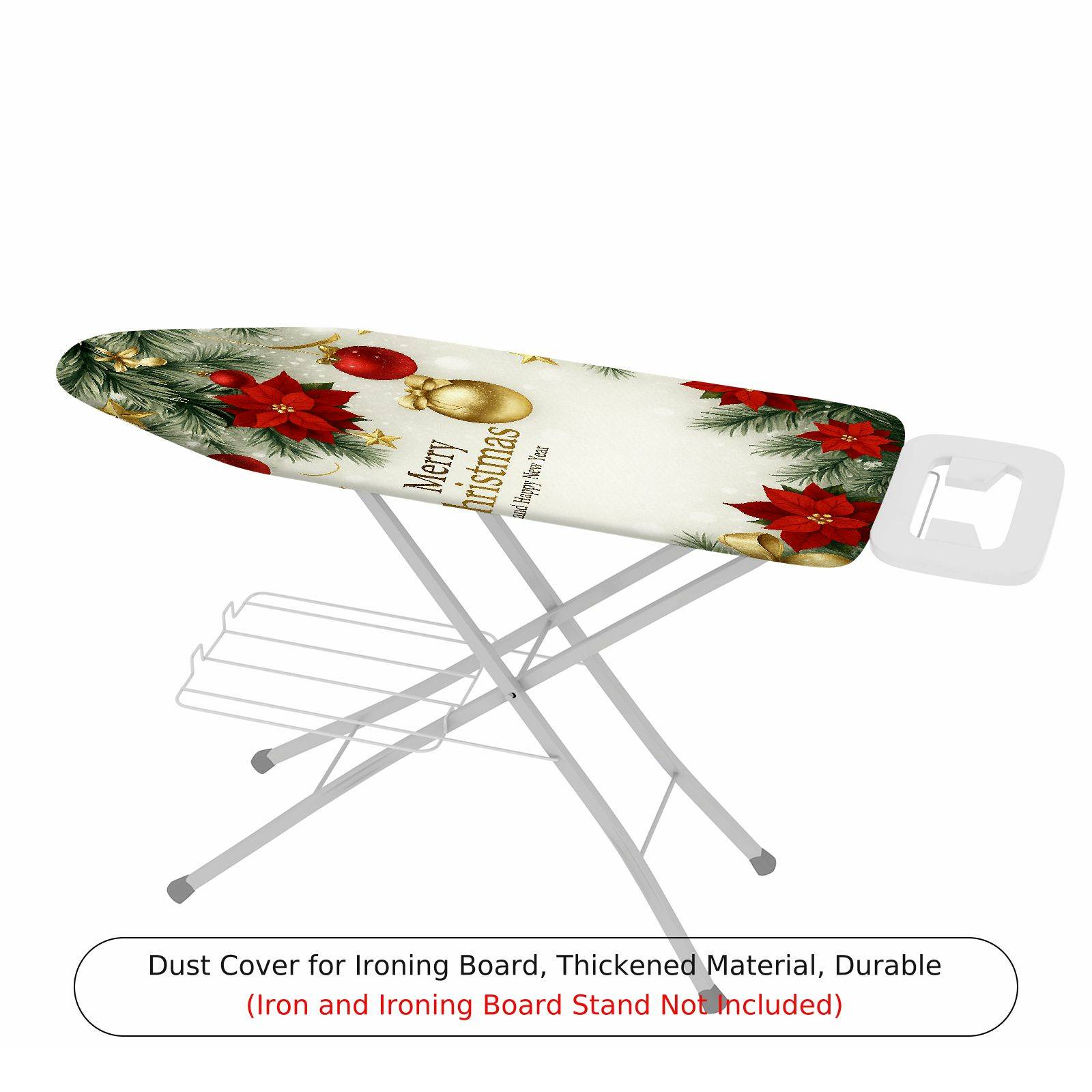 1-Piece Christmas Poinsettia Ornaments  Ironing Board Cover, Universal Size, Without Board