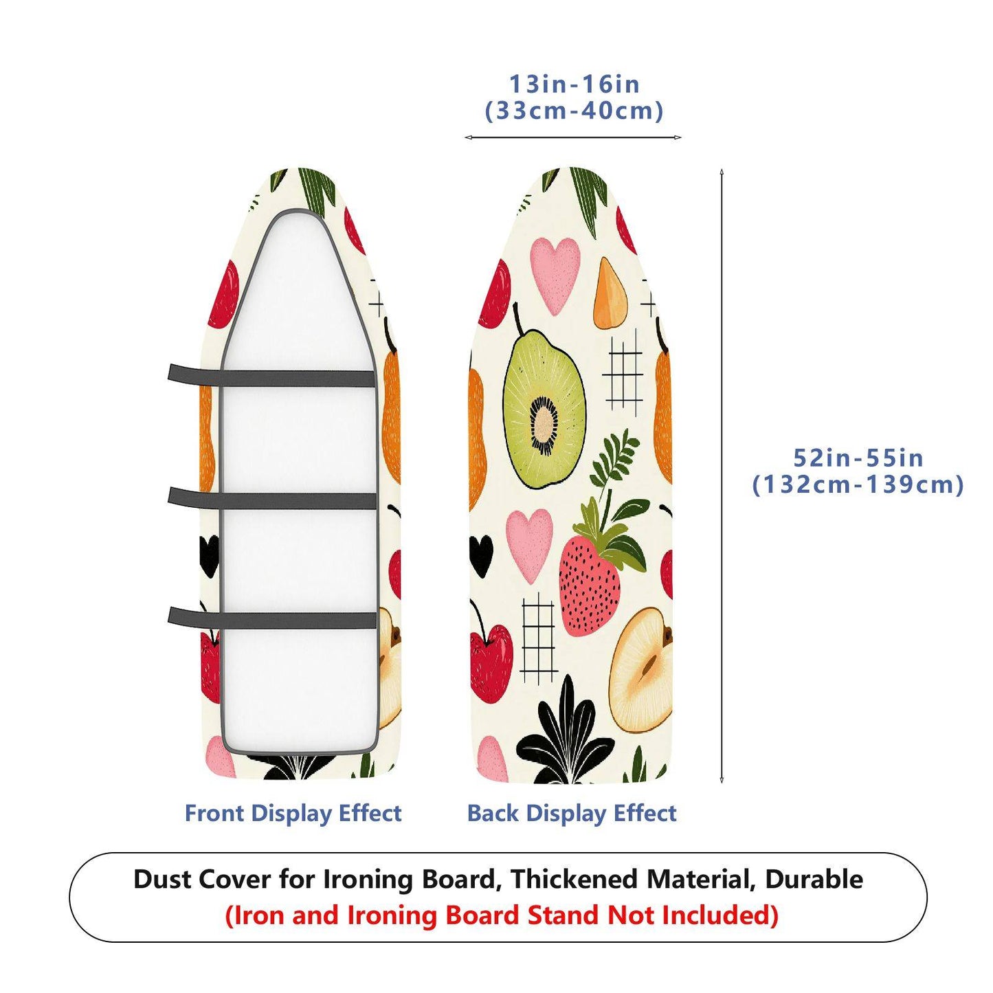 1-Piece Fruit Pattern Heart Shape Plant  Ironing Board Cover, Universal Size, Without Board