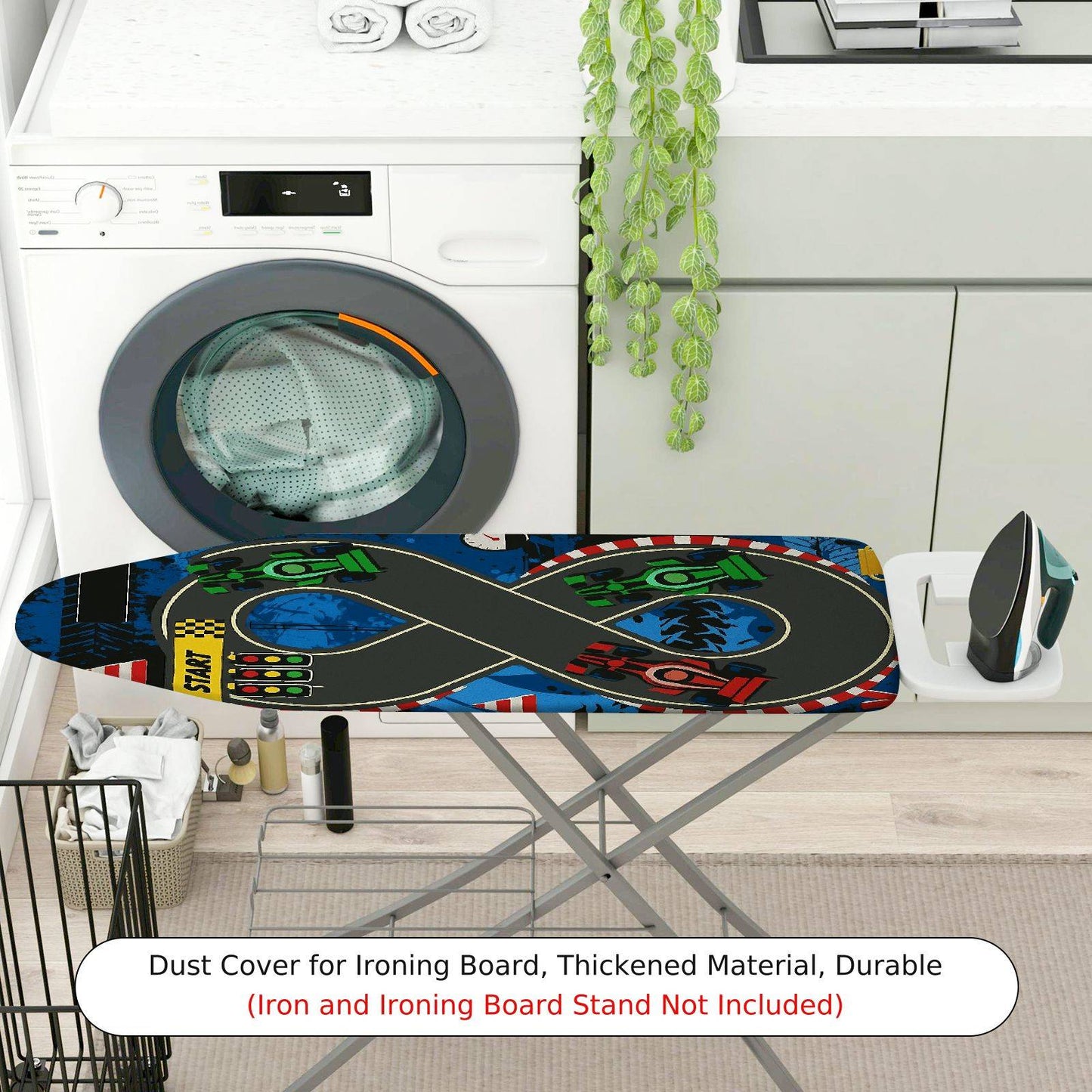 1-Piece Racecar Blue Track Fun  Ironing Board Cover, Universal Size, Without Board