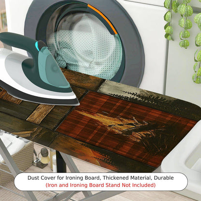 1-Piece Plaid Cabin Wood  Ironing Board Cover, Universal Size, Without Board
