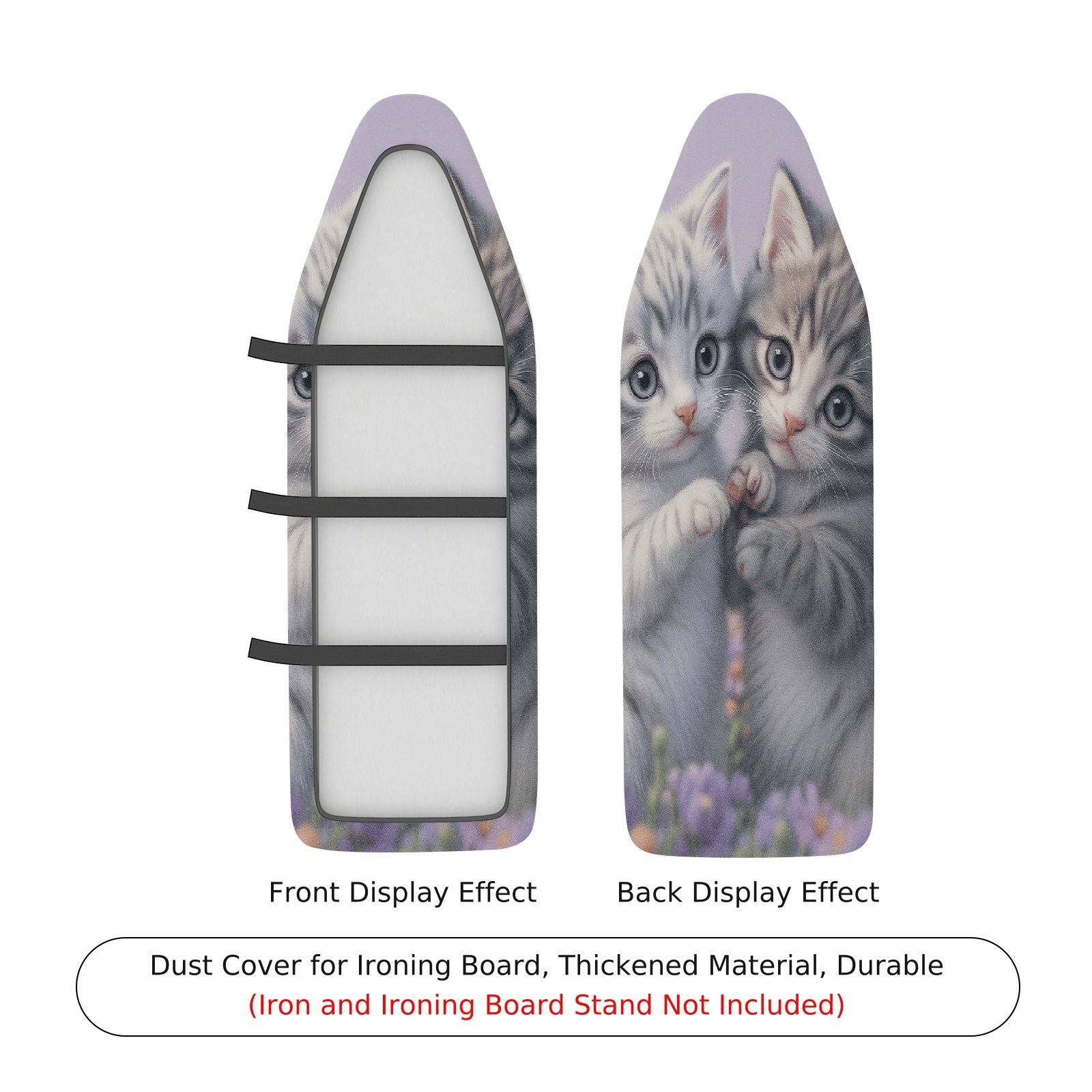 1-Piece Cute Kitten Lavender Floral  Ironing Board Cover, Universal Size, Without Board